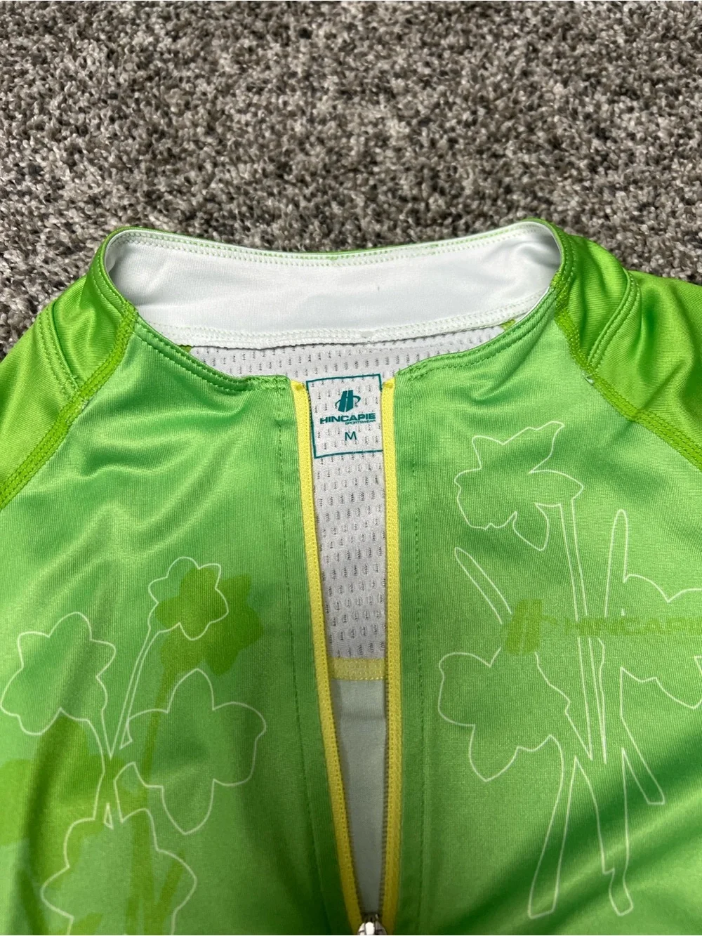Hincapie Woman’s M Cycling Jersey Green Floral Full Zip Short Sleeve Vented - Picture 2 of 6